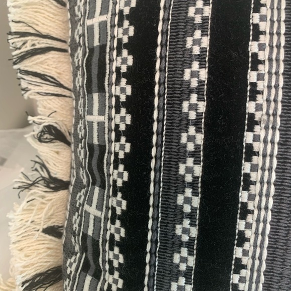 Opalhouse 1 Velvet Embroidered Pillows Boho Fringe Zip Cover Black & Whi… - Picture 2 of 5